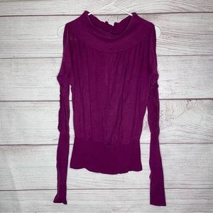 Free People Women’s Purple long sleeve with back open teardrop.